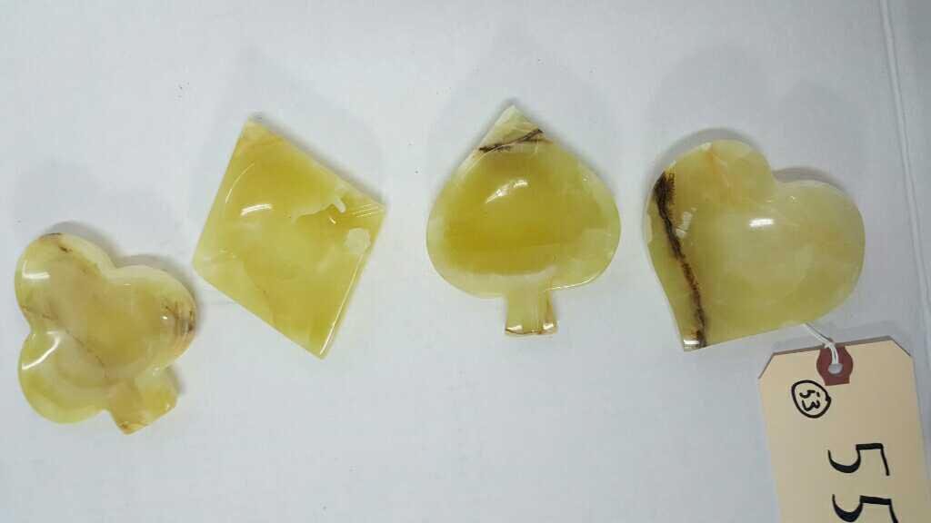 Carved Jade Club, Diamond, Spade, Hearts ashtrays (1 of 1)