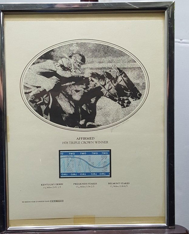 1978 Triple Crown Winner $2 Ticket & Etching (1 of 3)