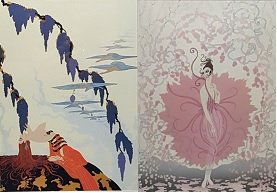 Pair of Fine Quality Erte Serigraphs: Under glass, sight 7.75" X 11".