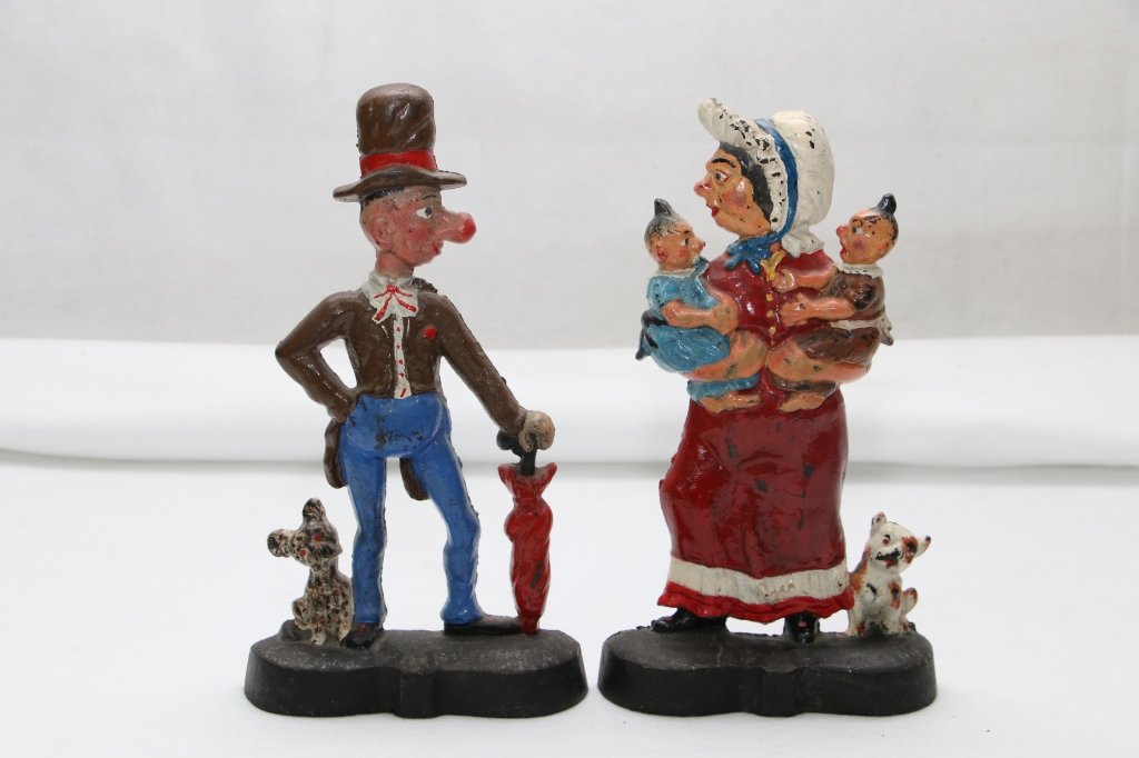 Mr. & Mrs. Ally Sloper Antique Cast Iron Doorstops (1 of 6)