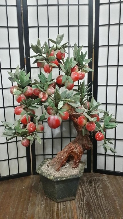 TALL Chinese jade and hardstone Peach tree (1 of 6)