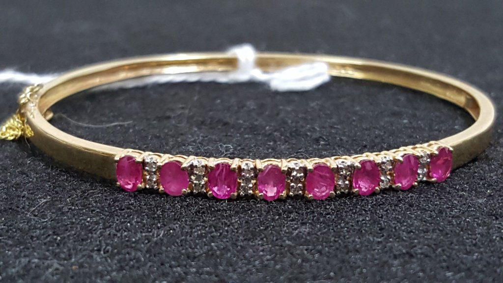 10K Gold, Ruby and Diamond Bracelet. (1 of 2)