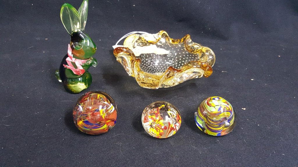 Murano Controlled Bubble Glass Bowl & Paperwights (1 of 3)
