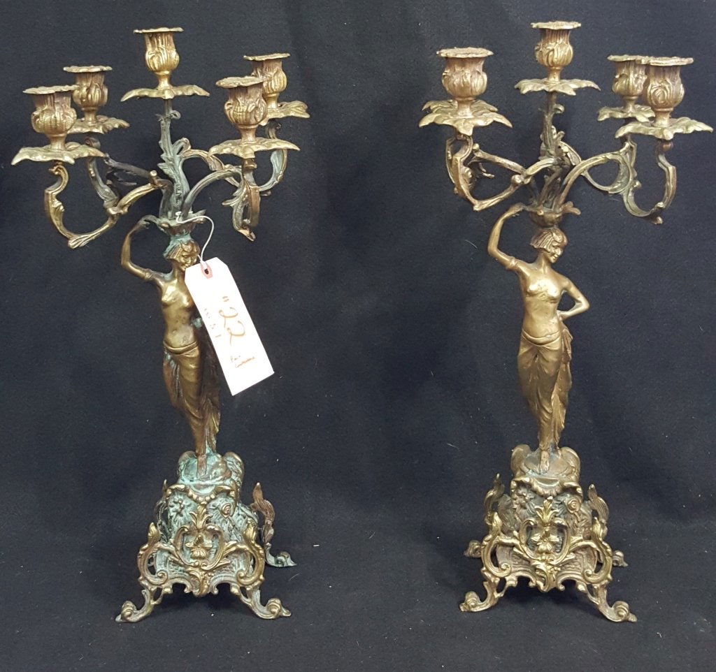 Pair of European Bronze Figural Candelabra (1 of 3)
