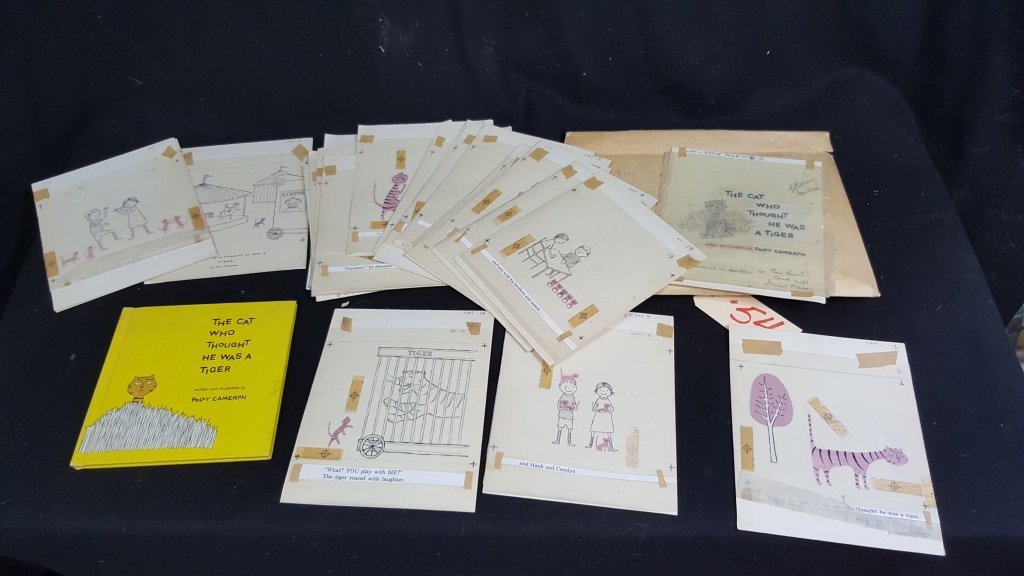 Original Illustration Art Work Polly Cameron,: The Cat Who Thought He Was a Tiger. Roughly 30 Set up and photography layouts from this children's classic. Together with a copy of the book.