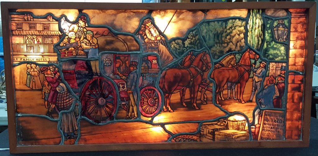 Antique Stained Glass Panel Mounted in . (1 of 4)