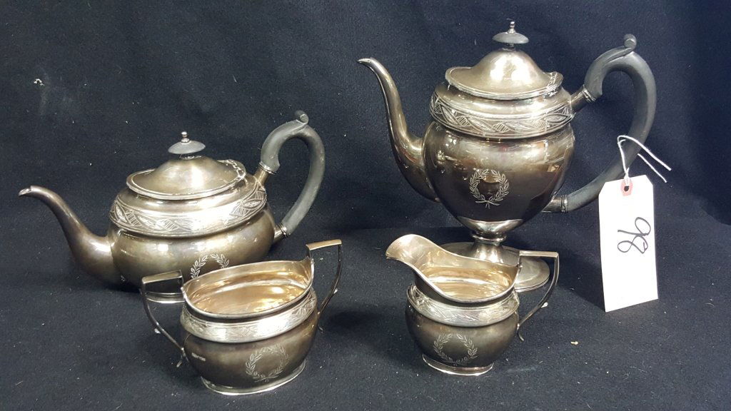Antique English Sterling Silver 4 Pc Tea Set (1 of 4)