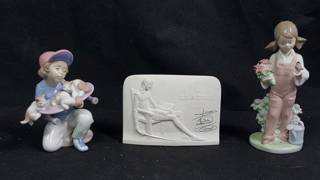 Lladro Flower Girl & Bird, Skateboarder, & Plaque (1 of 3)