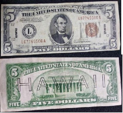 Series of 1934A $5 Hawaii star note (1 of 5)