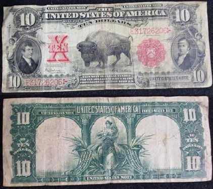 Series of 1901 $10 bison note Lewis and Clark note (1 of 3)