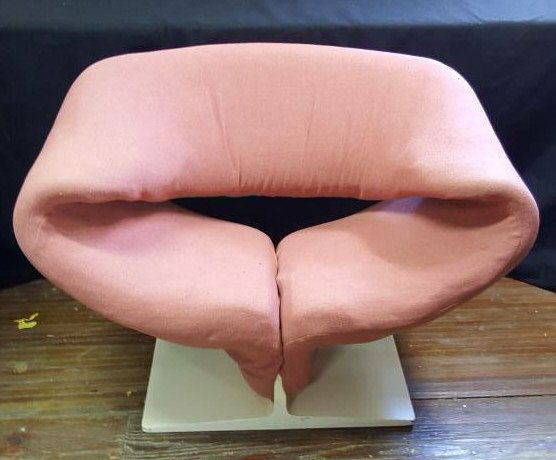 PIERRE PAULIN; ARTIFORT Ribbon chair: PIERRE PAULIN (1927 - 2009);ARTIFORT; Ribbon chair, France/The Netherlands, 1970s; Stretch upholstery, painted wood; Artifort manufacturer label on bottom