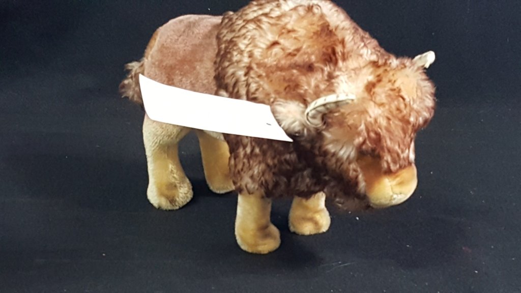Steiff Original Marke "Bison" Stuffed Animal: Great condition, still with original "Bison" tag (tag is not perfect, but intact. 15.5" X 10.5"