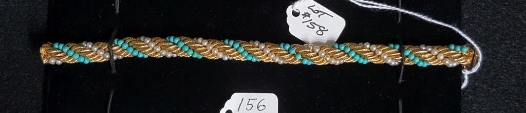 An 18K Gold Braided Bracelet With Turquoise (1 of 2)