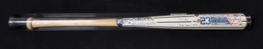 NY Yankees Don Mattingly Autograph Copperstown Bat: From the estate collection of a life long New York Yankees Fan. "Donnie Baseball" career stats 1982-1995 Cooperstown Bat. Signed Don Mattingly "Yankee Captain" numbered 94 / 123.
