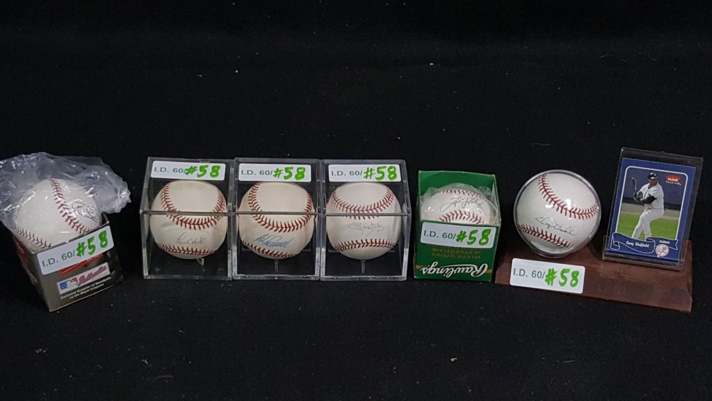 NY Yankees Autographs; O'Neill, Sheffield, Cano, &: From the estate collection of a life long New York Yankees Fan. a collection of signed baseballs from Yankees legends; Paul O'Neill (STEINER authentication sticker), Jorge Posada, Gary Sheffield (with