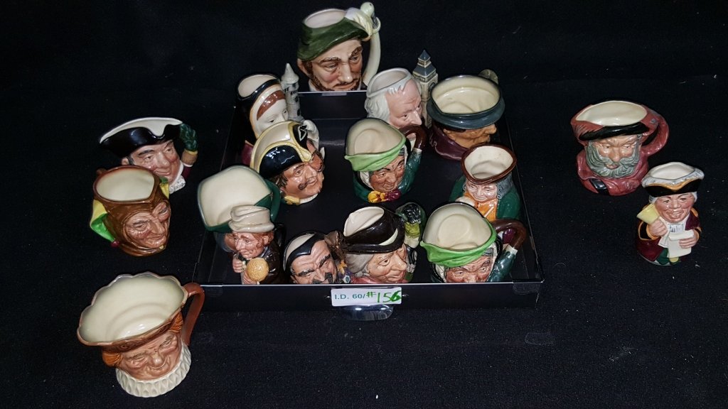 17-Royal Doulton Toby Mug Collection: A variety of political & historical faces with very cheeky expressions, some have makers mark. Ranging in size from 2.75" - 5.25"