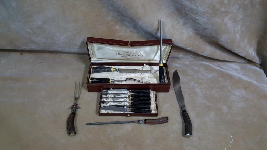 Regent & Sheffield / Stag Handle Carving Set (1 of 3)