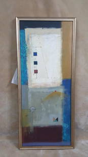 Pietro Adamo: Pietro Adamo was Canadian born in 1955. Mid century abstract oil on canvas, signed on the lower right . Sight 13 5/8" X 33 5/8"