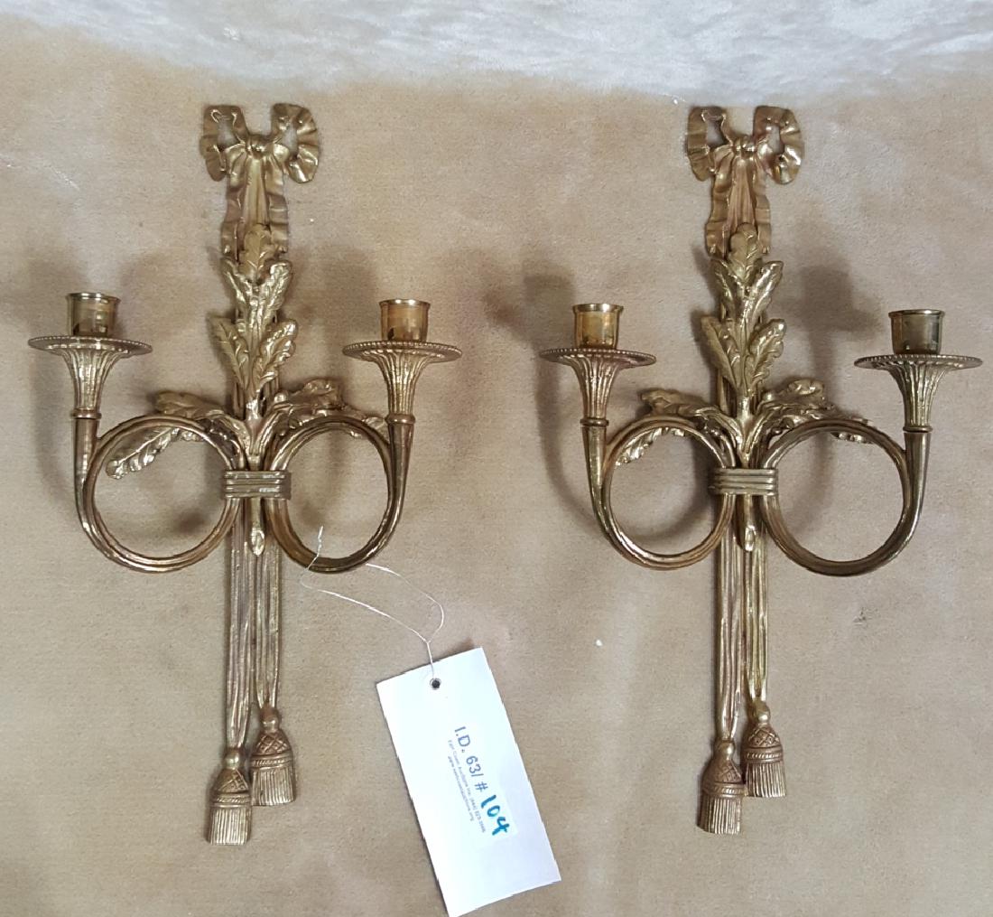 A Pair of Gilt Bronze Two Light Wall Sconces (1 of 2)