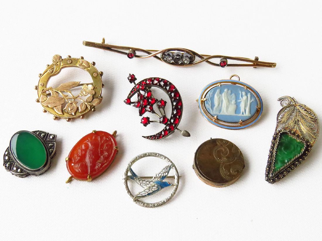 LOT (9) VICTORIAN/DECO ASSORTED PINS/CHARMS (1 of 4)
