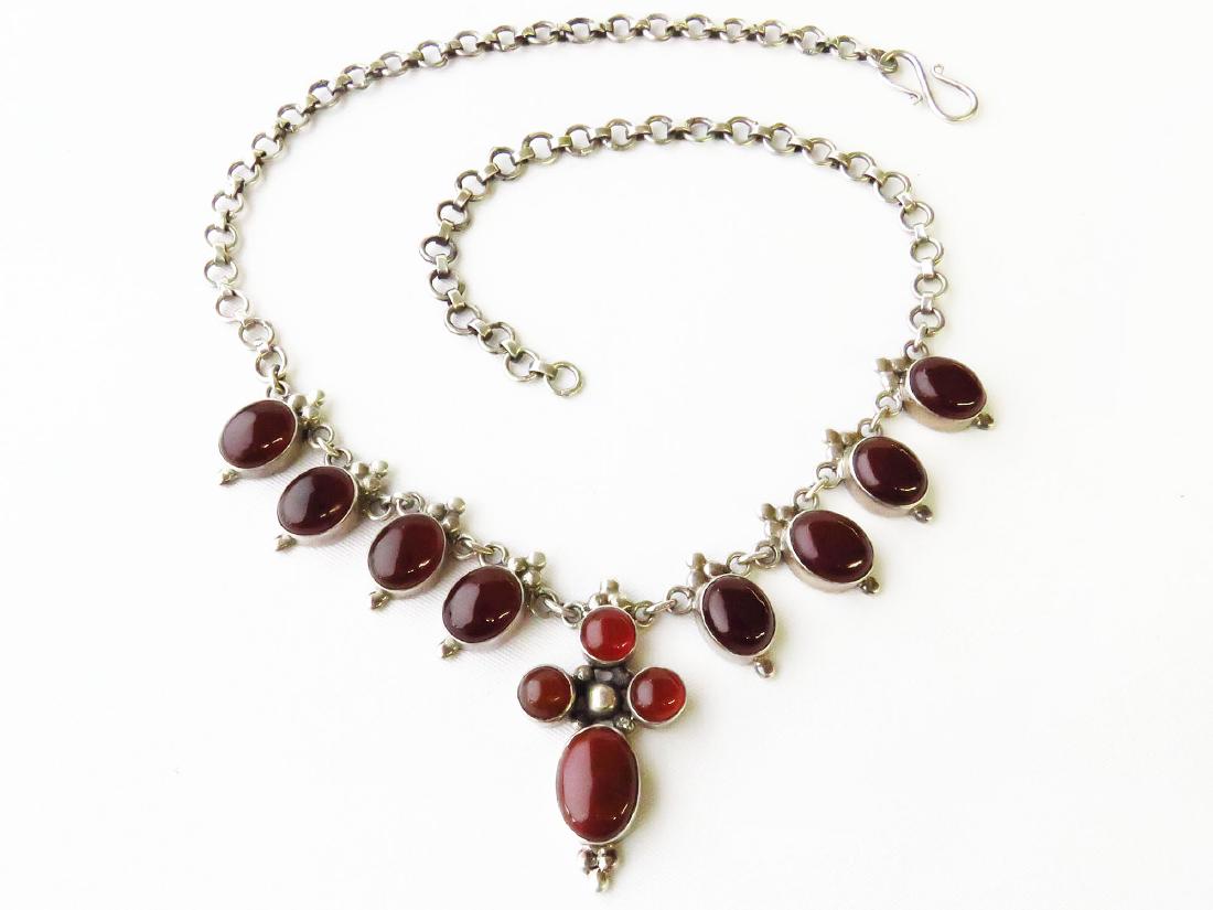 BYZANTINE STYLE STERLING NECKLACE W/CHERRY AMBER (1 of 3)