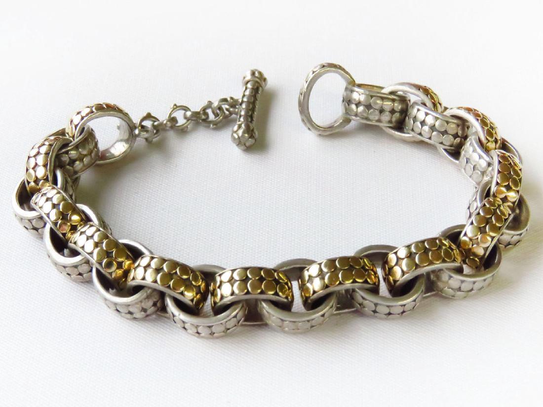 JOHN HARDY STERLING/YELLOW GOLD BRACELET: JOHN HARDY STERLING/YELLOW GOLD BRACELET; WEIGHT 59.3 GRAMS L. 8"