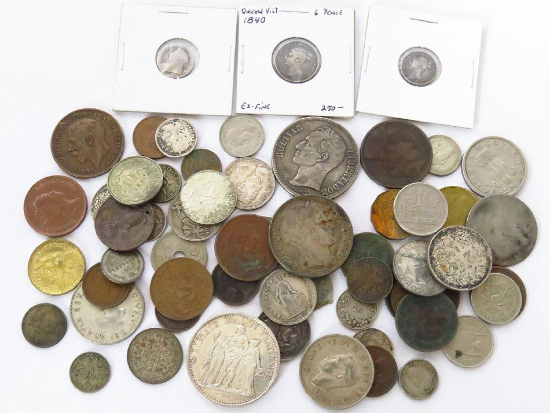 LOT FOREIGN COIN INCL. SILVER APPROX. 12.3 OZ. (1 of 4)