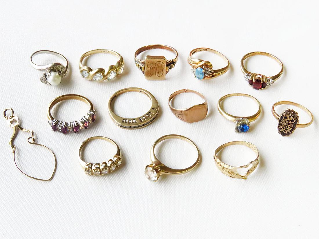 LOT (13) 14K RINGS (1) CHARM HOLDER (1 of 4)