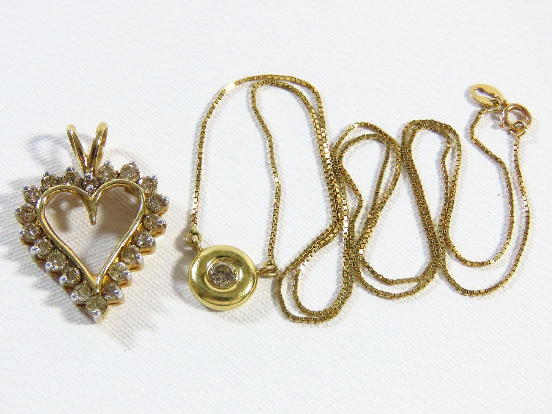 LOT (2) 14K & 18K YELLOW GOLD & DIAMOND PENDANTS (1 of 3)