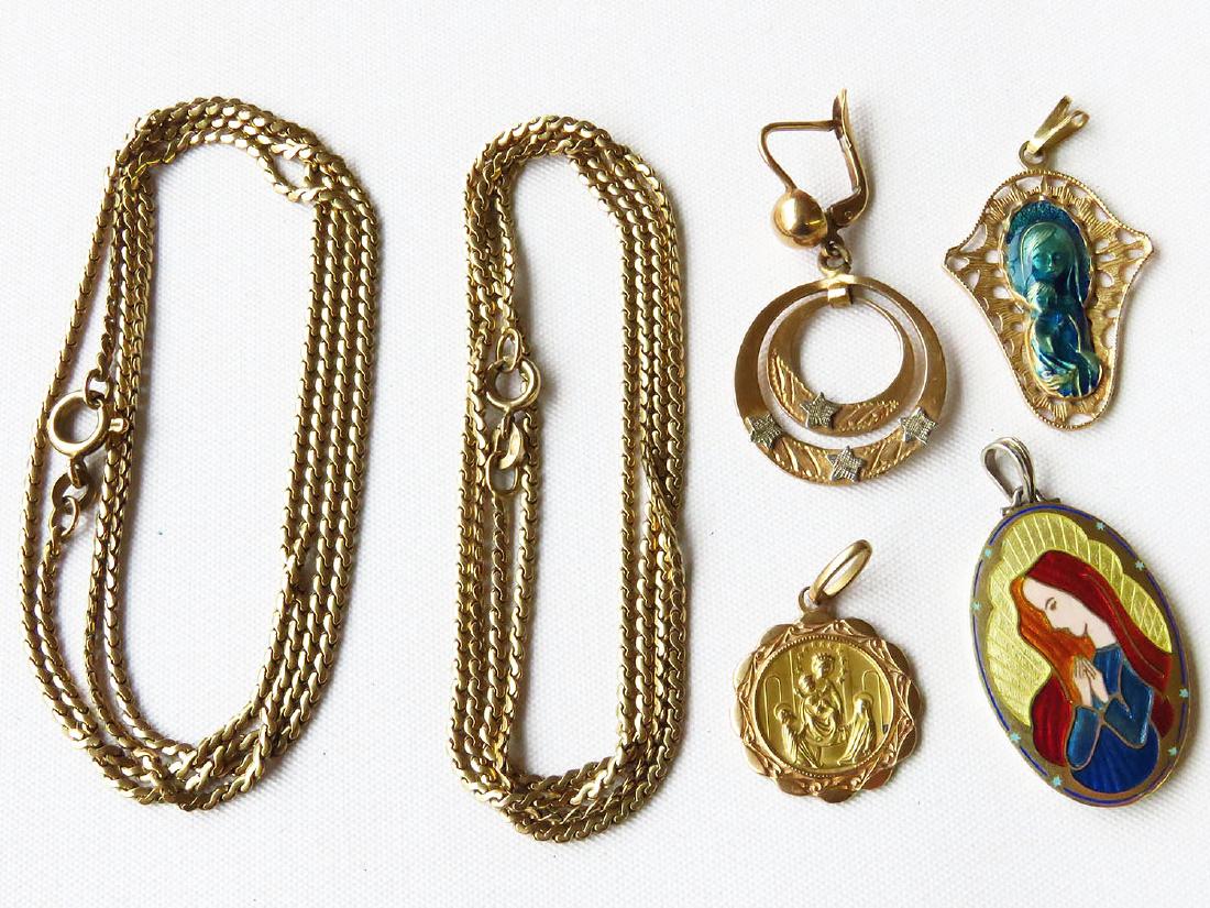LOT (6) ASSORTED 18K INCL. CHAINS/CHARMS (1 of 4)