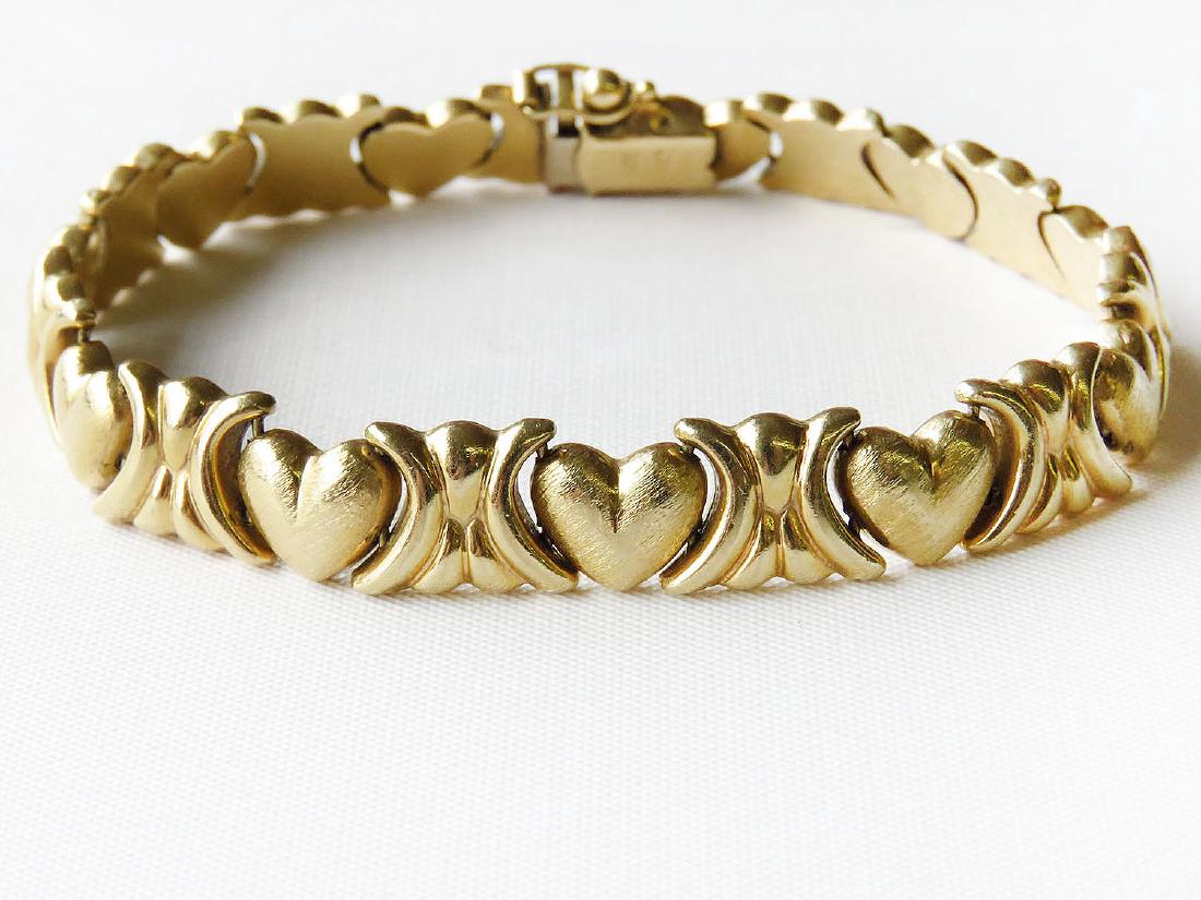 CONTEMPORARY 14KT. YELLOW GOLD HEART BRACELET (1 of 3)