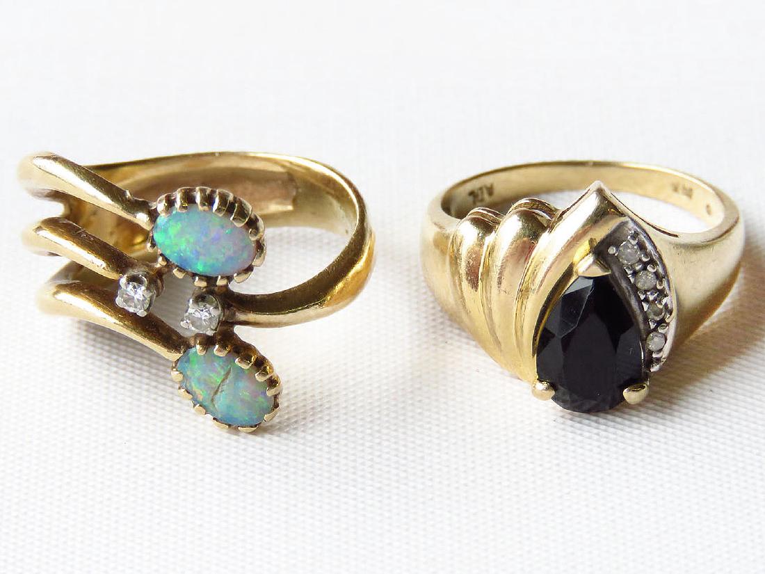 2 DECO 14KT. YELLOW GOLD RINGS INCL. OPAL/SAPPHIRE (1 of 3)