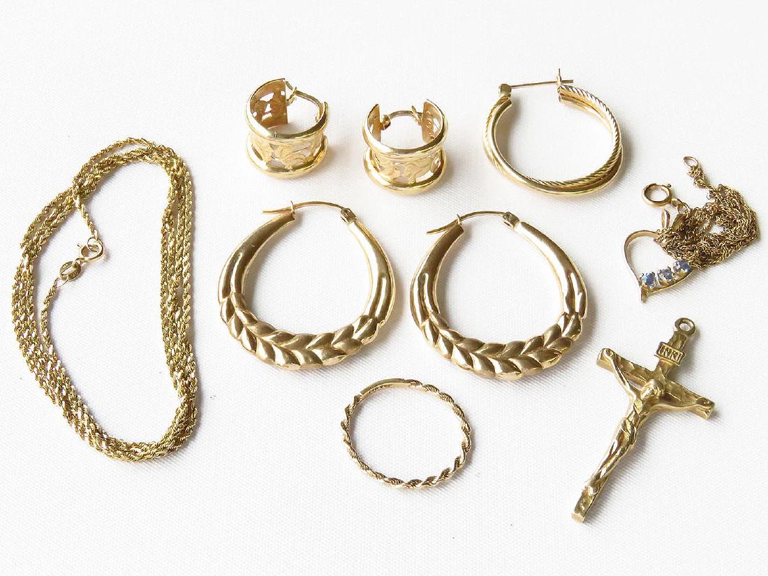 LOT ASSORTED GOLD FINDINGS INCL. EARRINGS, CHAINS (1 of 3)