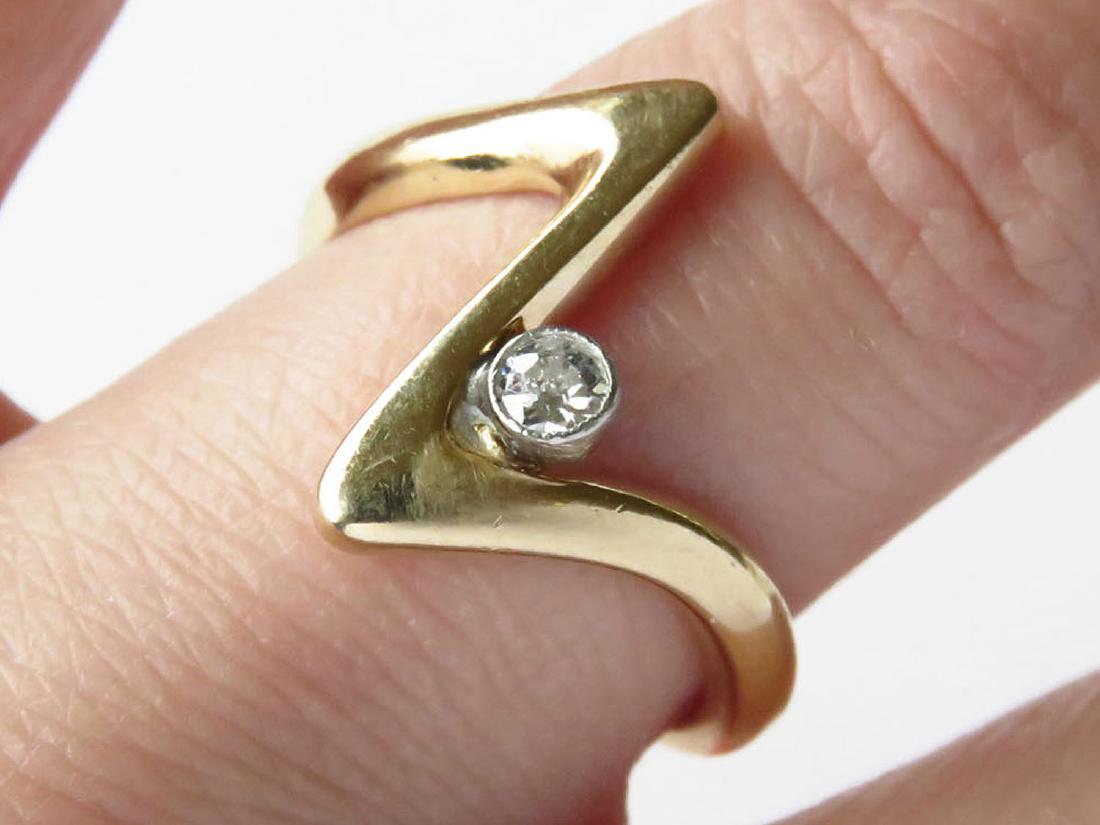 ART MODERN 14K GOLD/ DIAMOND RING, C. 1950 (1 of 3)