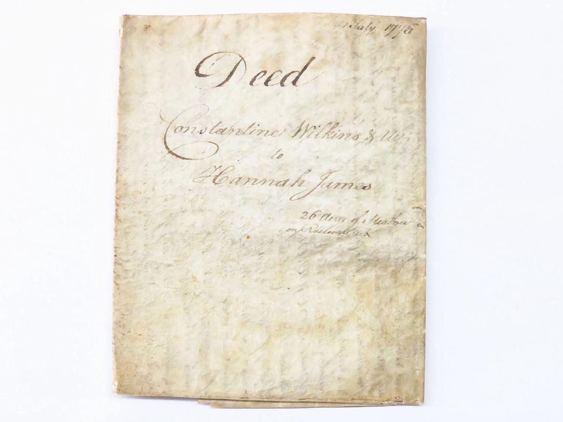 RARE INDENTURE-DEED FOR CONSTANTINE WILKINS, 1776 (1 of 8)