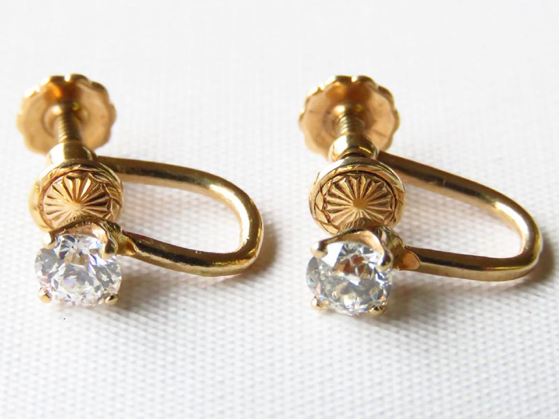 PR 14K Y.GOLD BRILLIANT DIAMOND EARRINGS, 0.25 CT EACH (1 of 2)