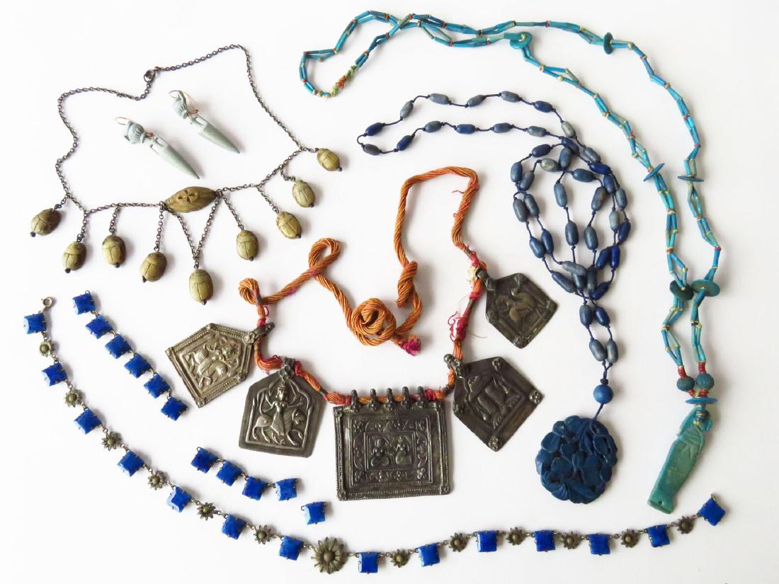 ASST VICTORIAN/ART DECO NECKLACES INCL. LAPIS/SCARABS (1 of 7)