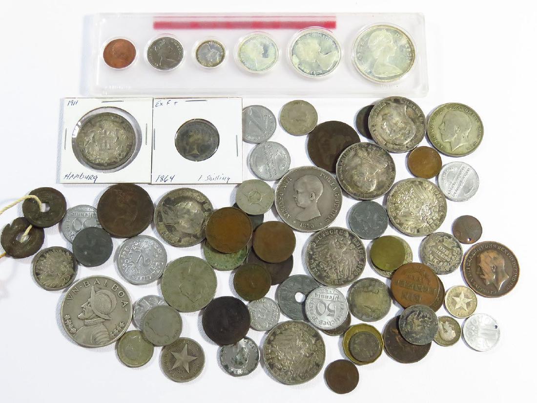 LOT ASSORTED FOREIGN COIN INCL. SILVER (1 of 5)