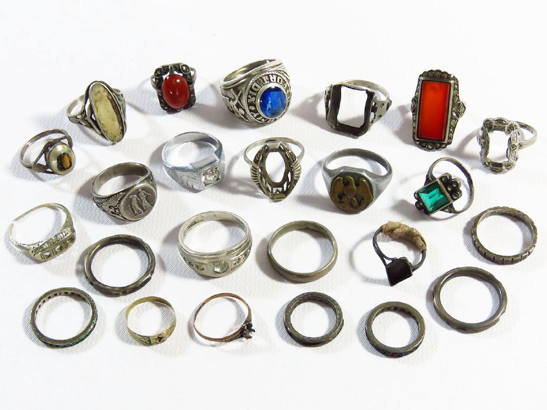 LOT ASSORTED ART DECO SILVER RINGS 19/20TH C. (1 of 5)