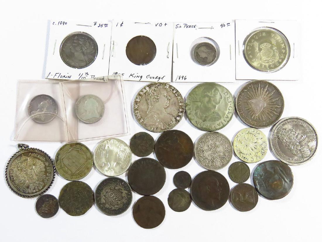 ASST FOREIGN COINS, 1788 4 REALES, 1780 THEREST CHARM (1 of 5)