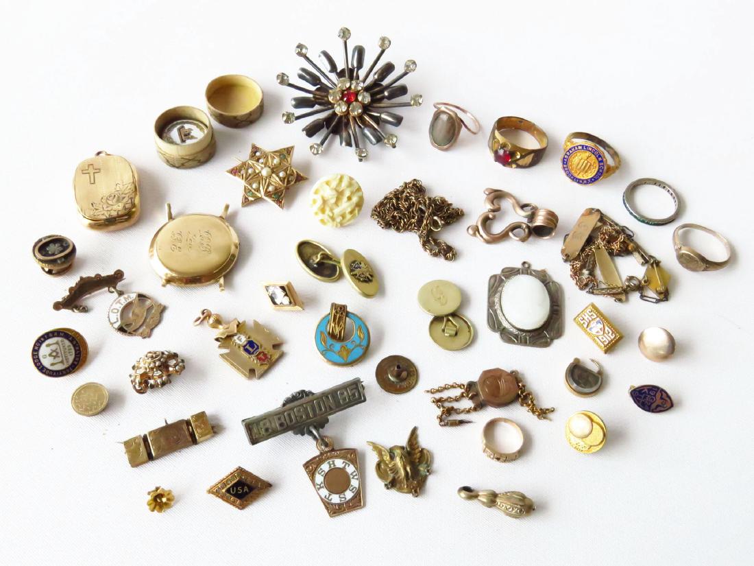 LOT ASSORTED GOLD FINDINGS INCL. 14K WATCH CASE (1 of 7)