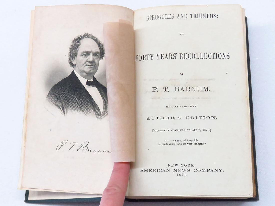 STRUGGLES AND TRIUMPHS OF P.T. BARNUM" 1871: VOL. 'STRUGGLES AND TRIUMPHS OF P.T. BARNUM" FORTY YEARS OF RECOLLECTIONS AUTHORS EDITION 1871