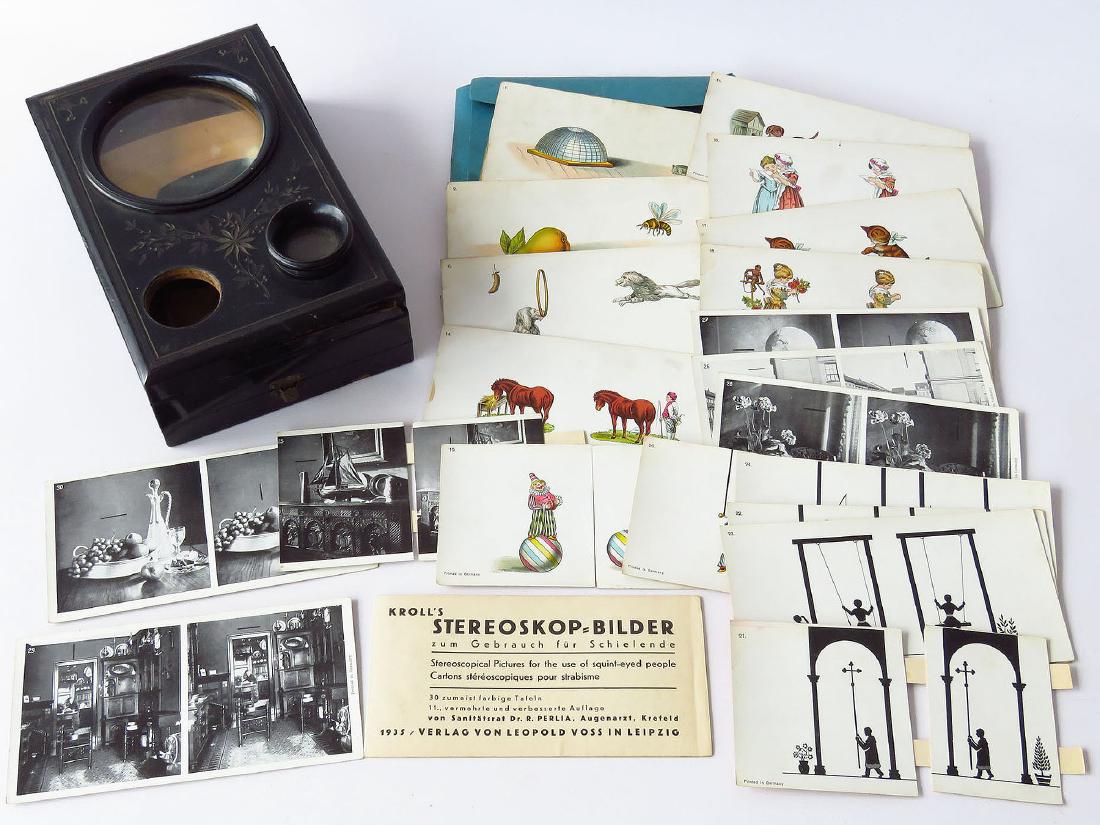 STEREOPTIC VIEWER W/ ASSORTED VIEW CARDS 19TH C. (1 of 2)