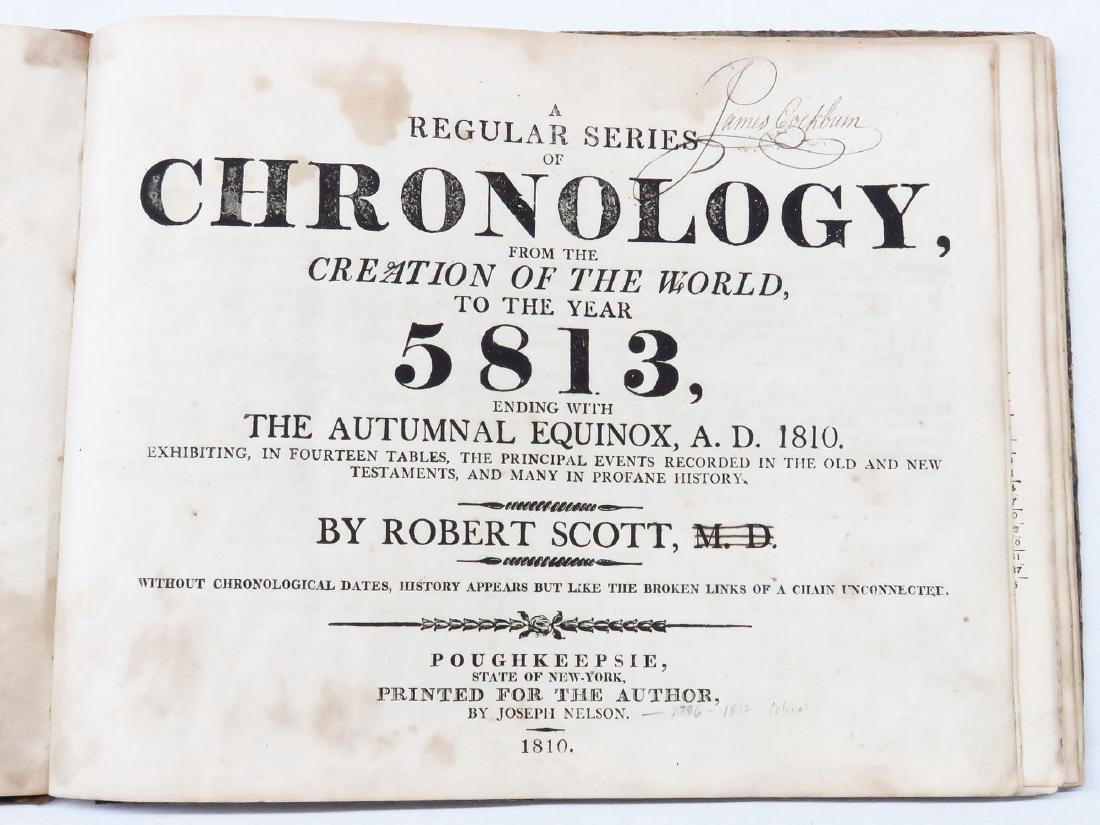 CHRONOLOGY CREATION OF THE WORLD TILL 5813 R.SCOTT: VOL. CHRONOLOGY CREATION OF THE WORLD TILL 5813 ROBERT SCOTT POUGHKEEPSIE, NY BY JOSEPH NELSON C. 1810