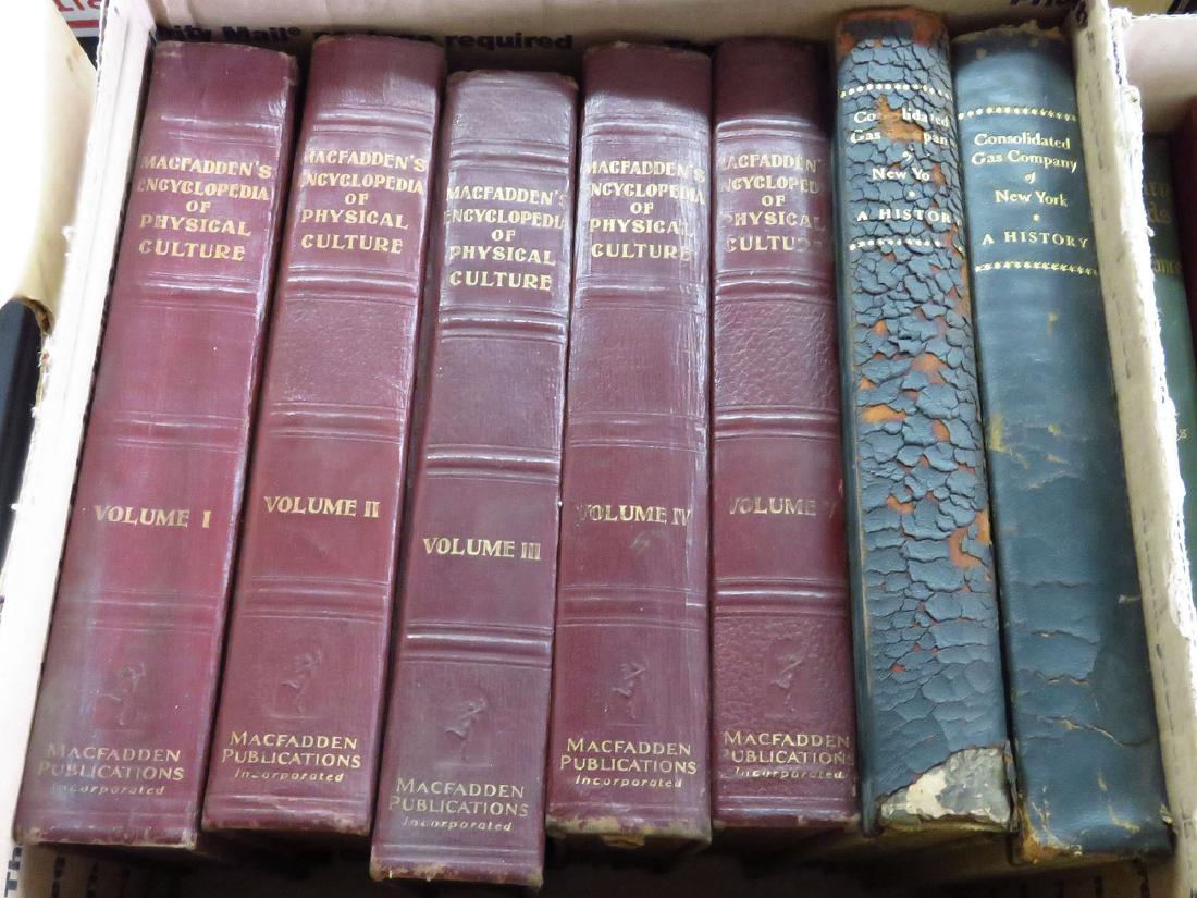 LOT MAC FADDENS ENCYCLOPEDIA OF PHYSICAL CULTURE ETC: BOX LOT BOOKS INCL. MAC FADDENS ENCYCLOPEDIA OF PHYSICAL CULTURE & OTHERS