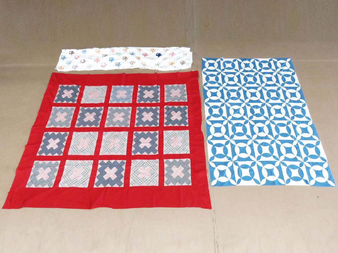 LOT (3) ANTIQUE QUILT TOPS INCL. BASKETS 19/20TH C. (1 of 6)