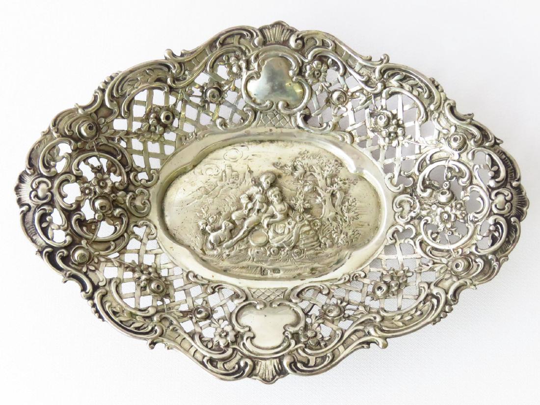FRENCH 800 SILVER REPOSSE CARD TRAY 19TH C. (1 of 6)