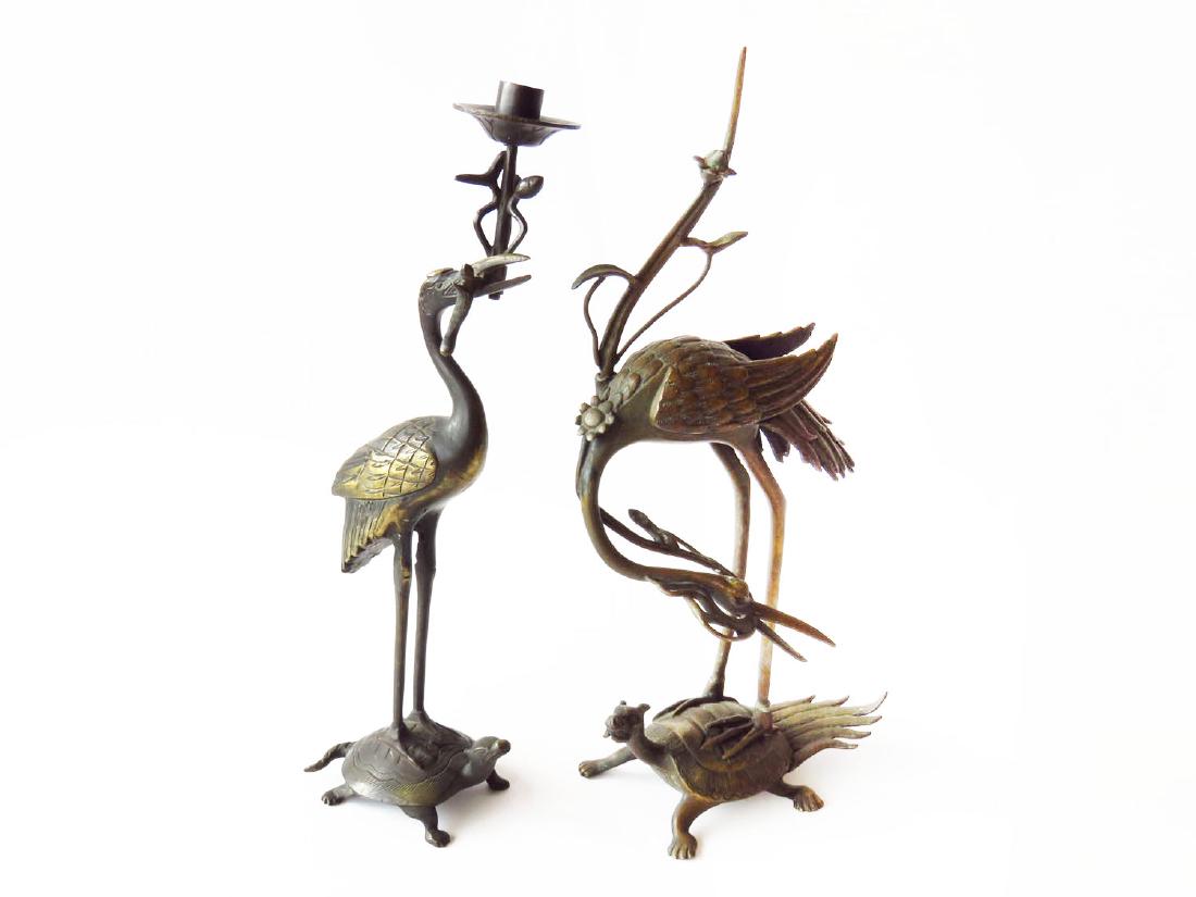 PR. CHINESE BRONZE STORKS 19/20TH C. (1 of 6)