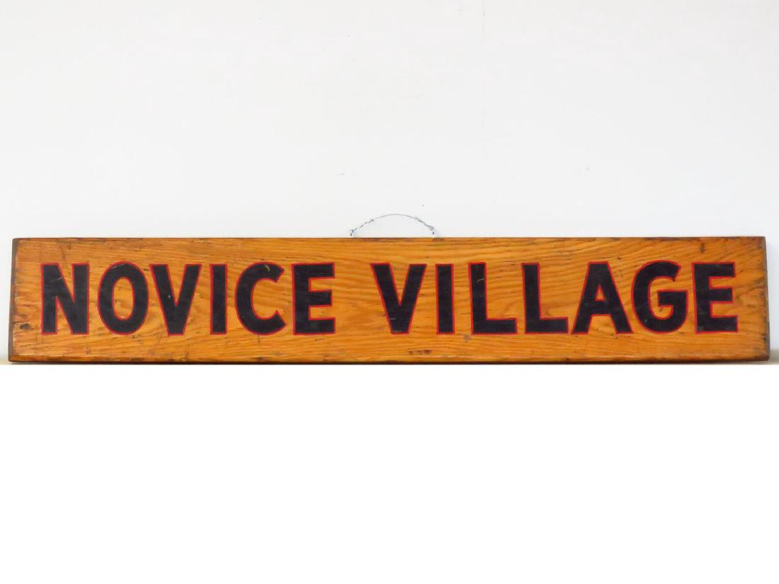 PAINTED WOOD SIGN "NOVICE VILLAGE" C. 1940 (1 of 3)