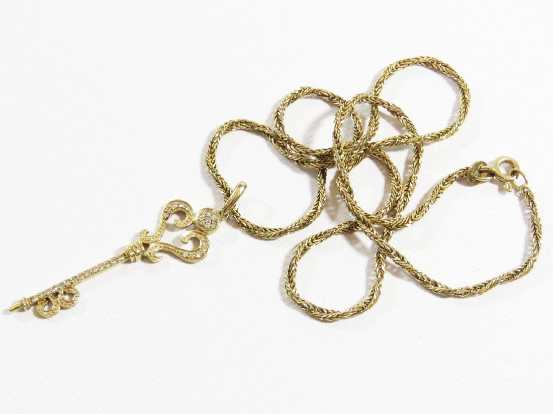 14 KT. YELLOW GOLD/DIAMOND KEY NECKLACE (1 of 2)
